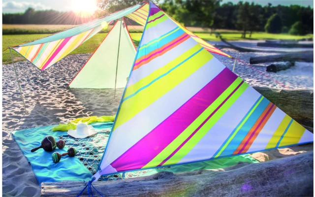 Bent Zip-Canvas Single Verbindbares Sonnensegel 250 X 250 X 250 Cm Weiß Gestreift Karibik – Bild 4