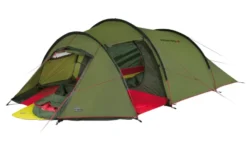 High Peak Falcon 4 LW Lightweight 4 Personen Tunnelzelt Aluminium Gestänge Olive/rot